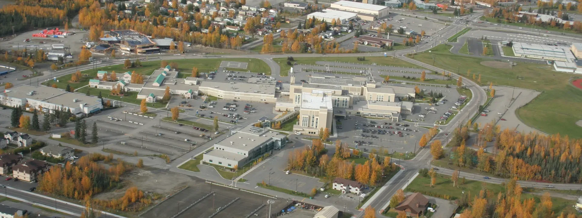 Fairbanks Memorial Hospital exterior at golden hour