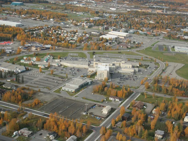 Fairbanks Memorial Hospital exterior at golden hour